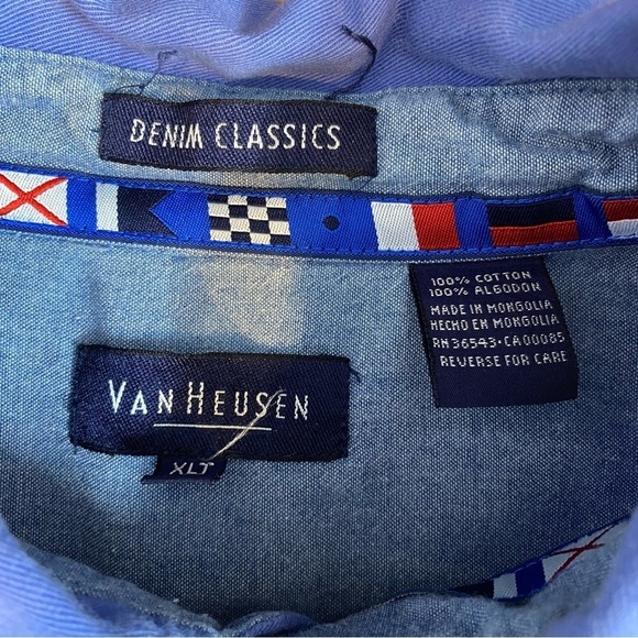 VAN HEUSEN Denim Classics Men's XLT color block long sleeve button down shirt - Picture 7 of 7